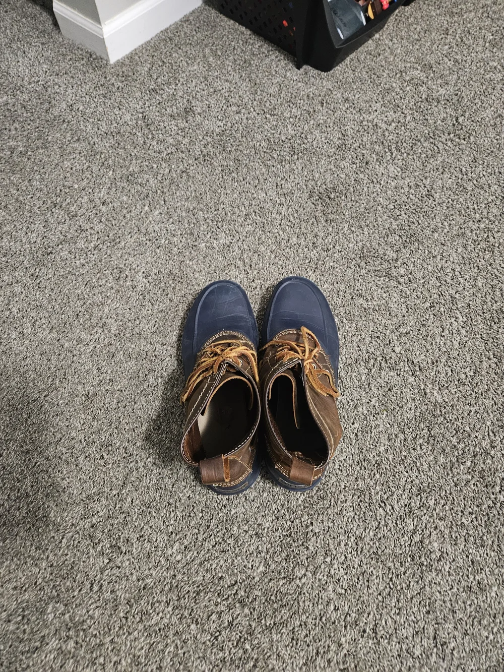 Sperry Brown Leather & Navy Duck Rain Boots